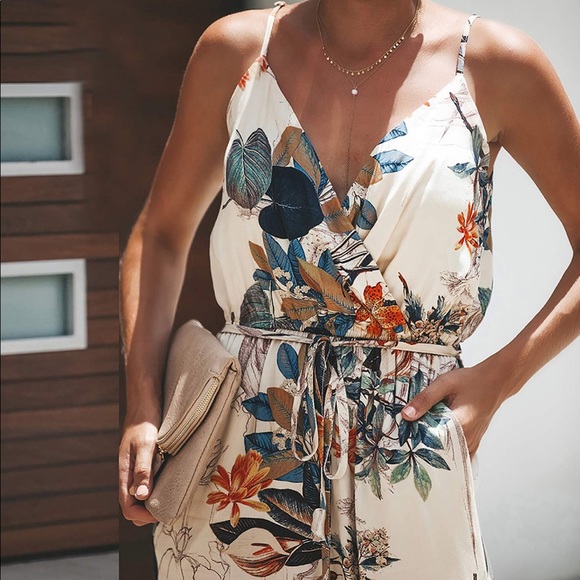 White Floral Jumpsuit - Picture 3 of 8